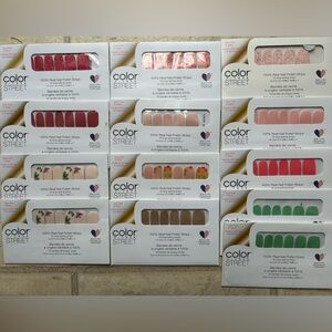 Color Street Nail Polish Strips - Red, Pink, Green, Gold